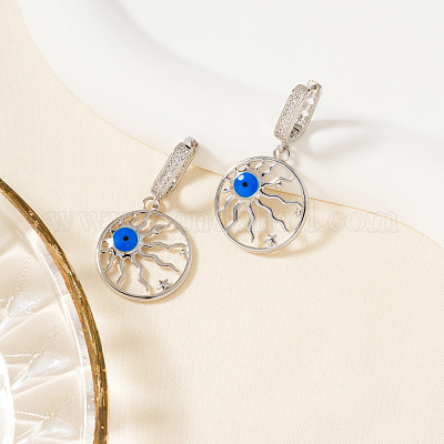 Латунные кубические цирконии серьги-кольца от сглаза UK0566-1