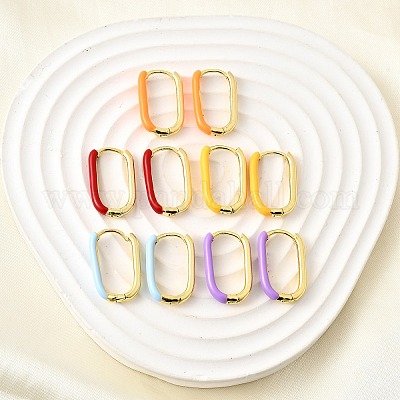 Овальные серьги-кольца из латуни EJEW-D314-03G-1