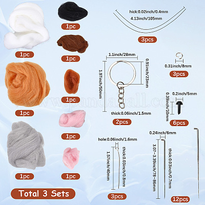 1 набор для валяния иглой для кошек DIY-SC0030-17B-1