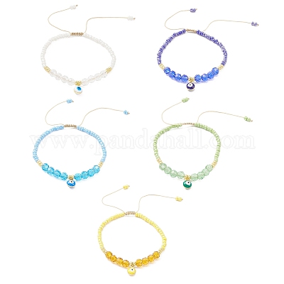 Браслет из латуни с эмалью и сглазом BJEW-JB09617-1