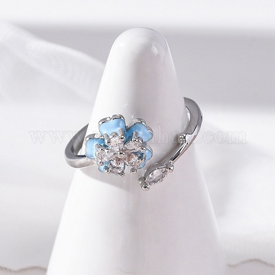 Латунные кольца-манжеты с микропаве и прозрачным цирконием для женщин RJEW-C118-09P-1