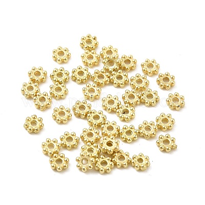 Ccbプラスチックスペーサービーズ 花 ゴールド 4x1.5mm 穴：1.2mmの