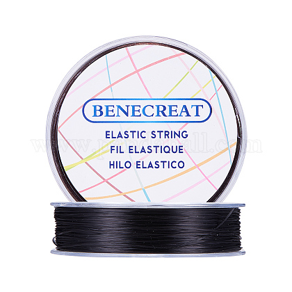 Benecreat 100 m 0.8 mm hilo de fibra elástica elástica para manualidades de joyería con cuentas (negro) EW-BC0001-01A-1