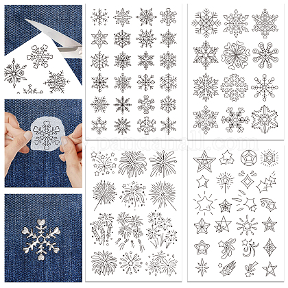 Lot De 4 Feuilles De Stabilisateur Hydro-soluble Pour Broderie - Motifs Noël/Hiver (Bonhomme De Neige) - 29.7x21 Cm - Pour Débutants