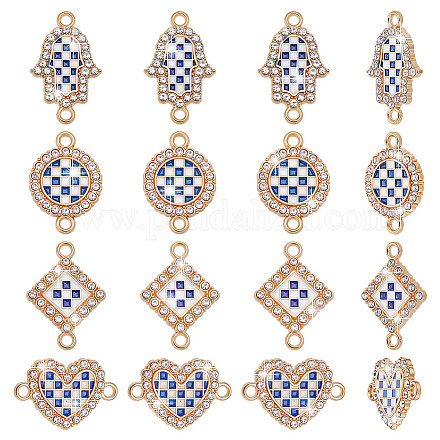 40 шт. 4 стиля сплава синие и белые эмалевые звенья соединительные подвески FIND-AR0006-07-1