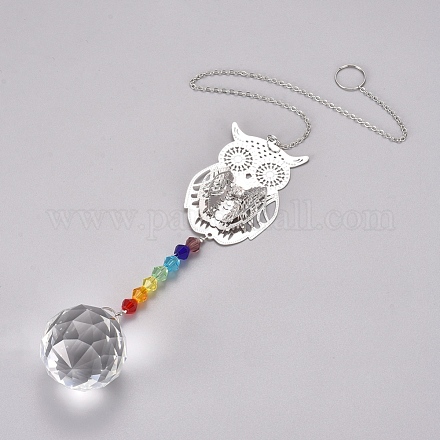Crystal Ceiling Fan Pull Chains Chakra Hanging Pendants Prism AJEW-WH0021-30B-1
