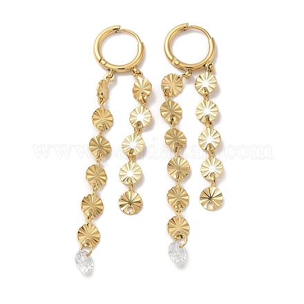 Стеклянные серьги-кольца с подвесками EJEW-Q781-23G-1