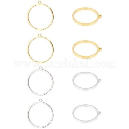 8 шт. 2-х цветные подвески из нержавеющей стали 304 с открытой задней частью и полировкой STAS-UN0031-89-1