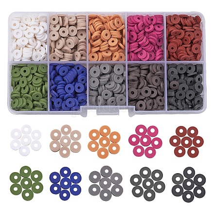 1500 Stück 10 Farben dunkle Farben umweltfreundliche handgefertigte Fimo-Perlen CLAY-YW0001-37B-1