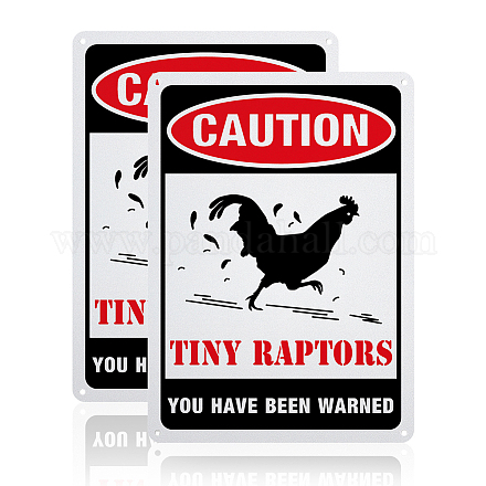 GLOBLELAND 2 Pack Caution Tiny Raptors Sign AJEW-GL0001-05A-19-1