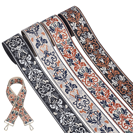 Wadorn 8 yards 4 styles style ethnique ruban en polyester à fleurs double face DIY-WR0003-58-1