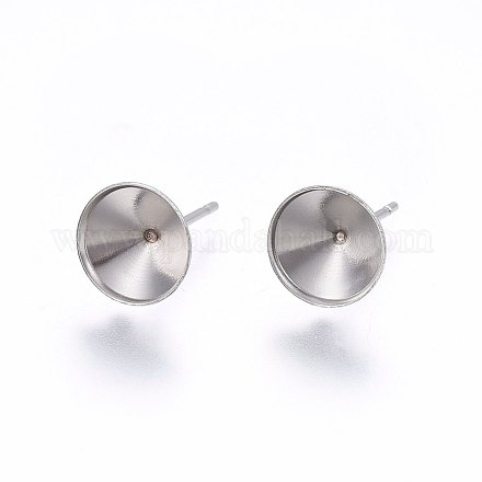 201 Stainless Steel Stud Earring Settings STAS-I095--01P-A-1