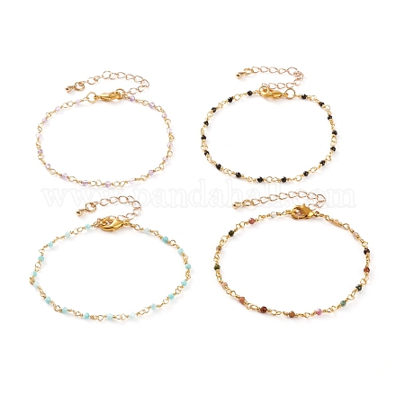Bracelets de perles de pierres naturelles rondes à facettes BJEW-JB05768-1