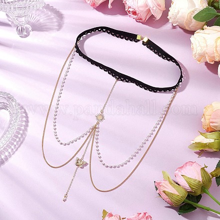 Латунные прозрачные кубические цирконии многослойные солнечные бабочки кисточки цепи на бедра и ноги&nbsp;AJEW-AN00638-1