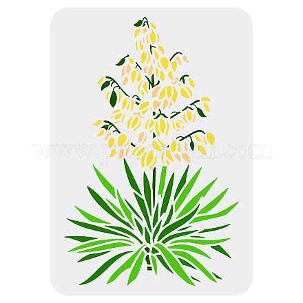 FINGERINSPIRE Yucca Painting Stencil 11.7x8.3 inch Flowers Stencil Plastic Yucca Leaves Pattern Template Reusable DIY Art and Craft Stencils Natural Plants Stencils for Painting on Wood Wall Furniture DIY-WH0396-228-1