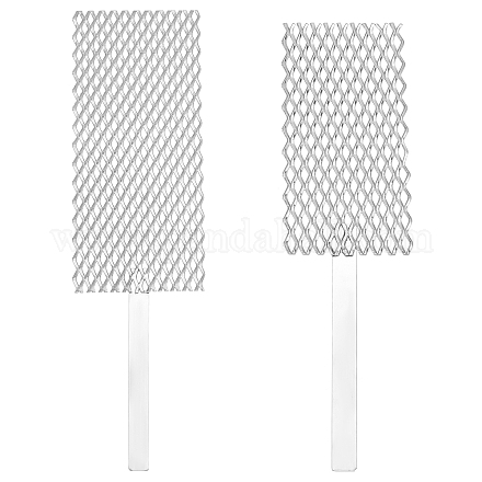 SUPERFINDINGS 2 Style Platinized Titanium Anode Rhodium Jewelry Plating Tool Mesh With Handle Rectangle Titanium Mesh Platinized Cathode Rhodium Palladium Jewelry Plater Tool TOOL-FH0001-40-1