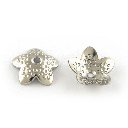 5-Petal Flower Smooth Surface 304 Stainless Steel Bead Caps STAS-R065-52-1