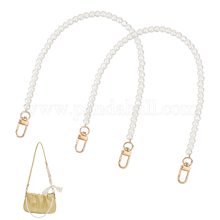 PandaHall Elite 2Pcs Plastic Imitation Pearl Bead Bag Straps FIND-PH0008-18B-1