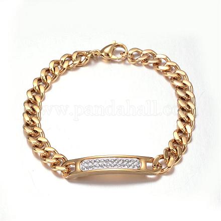 304 Stainless Steel Curb Chain ID Bracelets STAS-F027-06-1