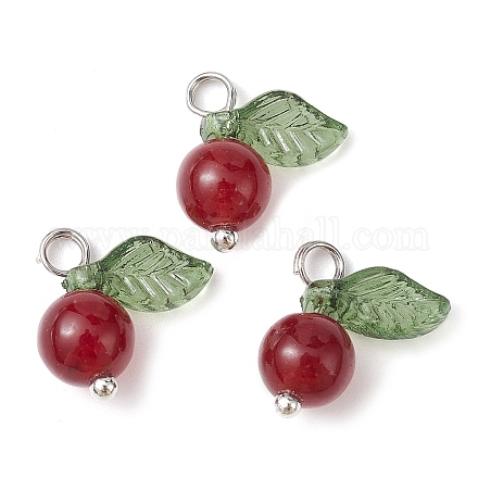 Natural Dyed White Jade Fruit Charms PALLOY-JF02431-04-1