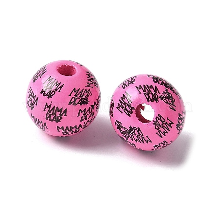 Тема дня матери печатные деревянные европейские бусины WOOD-F016-11-1