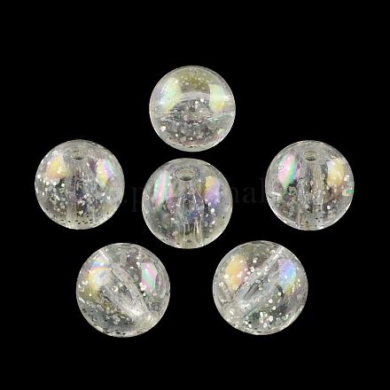 Perles rondes en acrylique transparent de couleur AB X-TACR-D005-14mm-01-1