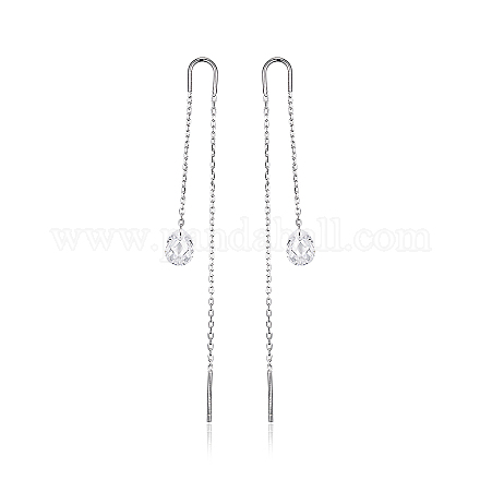 Серьги-гвоздики в форме капли из стерлингового серебра с прозрачными кубическими цирконами S925 ZZ8208-1-1