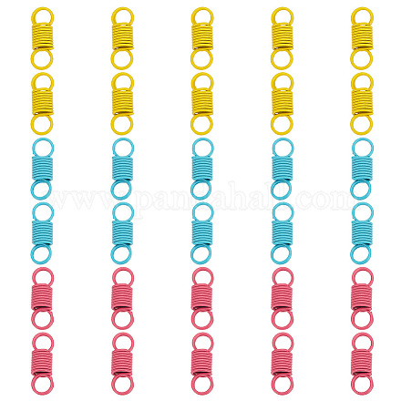 Gomakerer 30 Stück 3 Farben sprühlackierte Kohlenstoffstahl-Feder-Doppelloch-Verbindungsanhänger FIND-GO0001-34-1