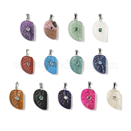 Резные подвески из смешанных натуральных и синтетических драгоценных камней G-P599-04P-1