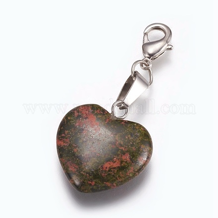 Сердце естественное украшение подвески HJEW-PH01132-07-1