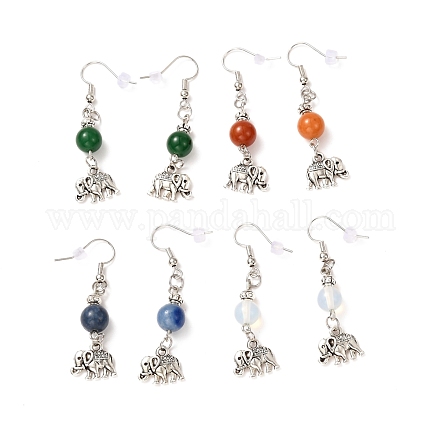 Boucles d'oreilles pendantes en alliage de style tibétain éléphant pour fille femmes EJEW-JE04611-1