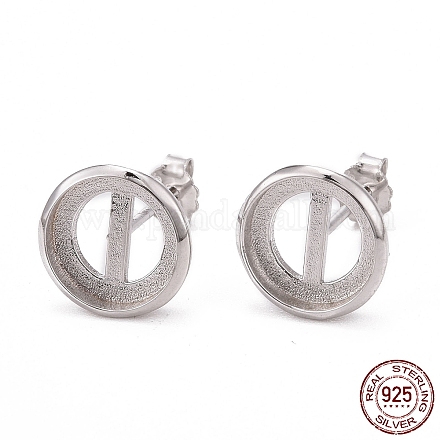 Rhodium Plated 925 Sterling Silver Stud Earring Settings STER-F032-01P-1