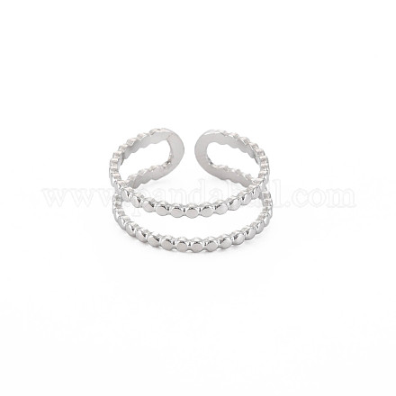 304 anillo de puño abierto de doble línea de acero inoxidable para mujer RJEW-S405-227P-1