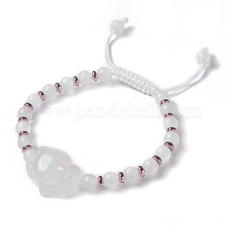 Natural White Jade Braided Bead Bracelets BJEW-G613-02F-1