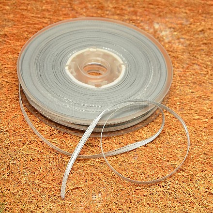 Репсовые ленты с двойными ребрами из серебряной нити SRIB-L012-9mm-007-1