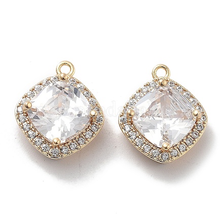 Латунные микропаве прозрачные подвески с фианитом KK-M102-27G-1