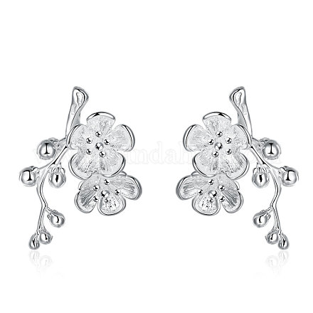 Elegant Fashion Plum Blossom Brass Stud Earrings EJEW-BB00467-1