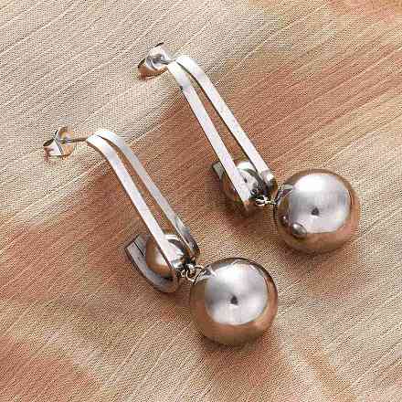 Круглые серьги-гвоздики из нержавеющей стали 304 EJEW-Z098-31P-1