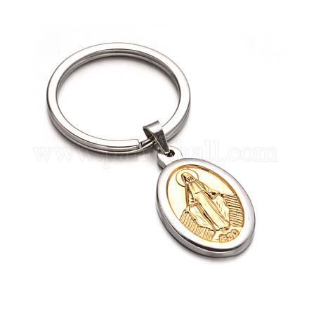 Oval with Virgin Mary 304 Stainless Steel Keychain KEYC-L009-21A-1