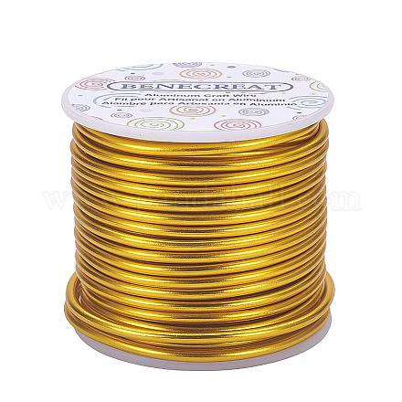 Benecreat 9ゲージジュエリークラフトアルミニウムワイヤークラフトフローラルモデルスケルトン作成用の55フィートの曲げ可能な金属彫刻ワイヤー（ゴールド  3mm） AW-BC0001-3mm-08-1