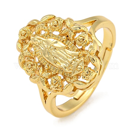 Регулируемые кольца из латуни овальной формы со стойкой для женщин RJEW-I105-03G-01-1