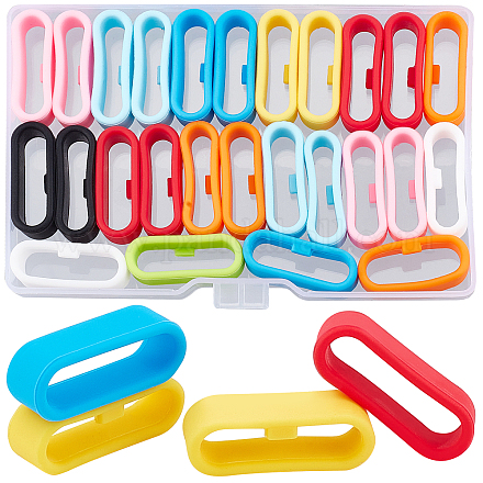 GORGECRAFT 1 Box 9 Colors 36PCS Replacement Retainer Holder Watch Band Strap Loops 20mm Fastener Rings Compatible Silicone Connector Security Rings Keeper Loops Replacement for Smartwatch Strap SIL-GF0001-10-1