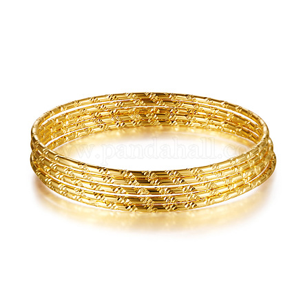 SHEGRACE Classic 24K Golden Plated Rolling Buddhist Bangles with Diagonal Pattern JB165A-1