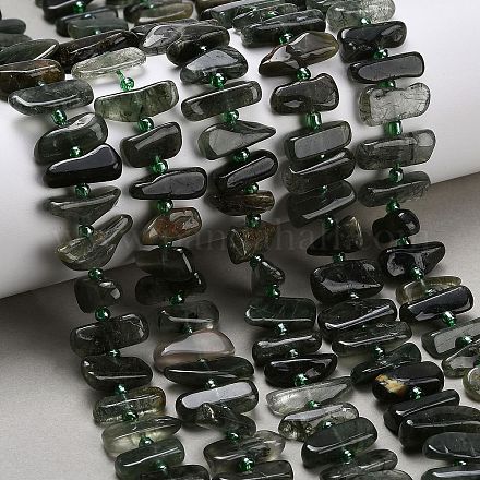 Нити бусин из натурального зеленого рутилированного кварца&nbsp;G-Z124-B02-01-1