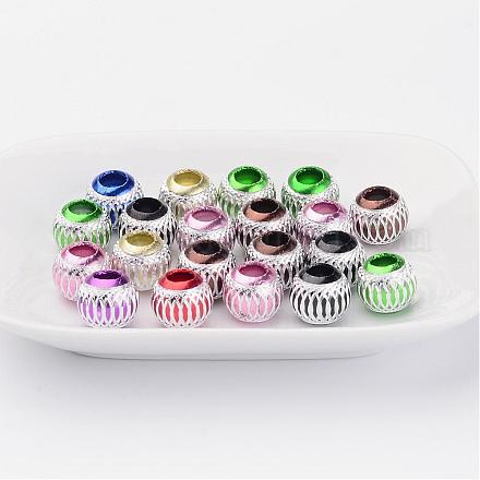 Mixed Color Round Carved Lantern Aluminum Beads X-ALUM-AR13-M-1