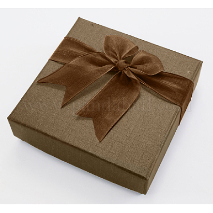 Square Bowknot Organza Ribbon Cardboard Bracelet Bangle Gift Boxes BC148-02-1