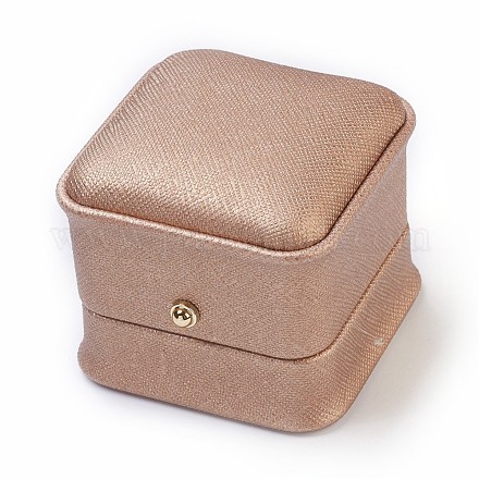 Seda de imitación cubierta de madera joyas anillo cajas OBOX-F004-01-1