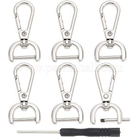 GORGECRAFT 1 Box 6PCS Replacement D-Rings Swivel Snap Hooks 5/8 Inch Rotatable Push Gate Clip Lobster Claw Clasp Buckle for DIY Leather Craft Purse and Purse Hardware (Platinum) DIY-GF0005-07P-1