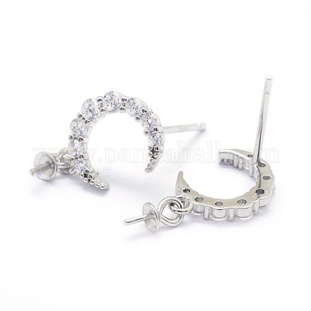 Accessoires de clous d'oreilles en 925 argent sterling avec micro pavé zircone cubique STER-I016-066P-1