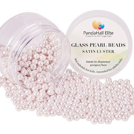 Pearlized Glasperlen runde Perlen HY-PH0001-6mm-007-1-1